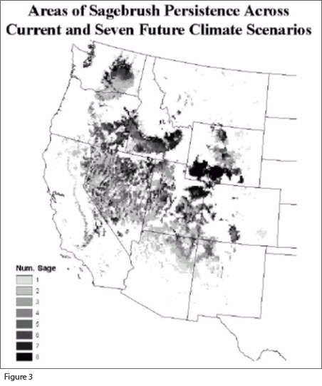 Area of Sagebrush Persistence Across Current and Seven Future Climate Scenarios 